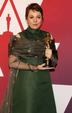 Olivia Colman 91 yıllık Akademi Ödülleri - basın odası Loews Hotel Hollywood, ABD'de 24 Şubat 2019 düzenlenen.