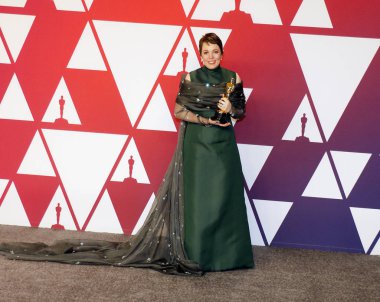 Olivia Colman 91 yıllık Akademi Ödülleri - basın odası Loews Hotel Hollywood, ABD'de 24 Şubat 2019 düzenlenen.
