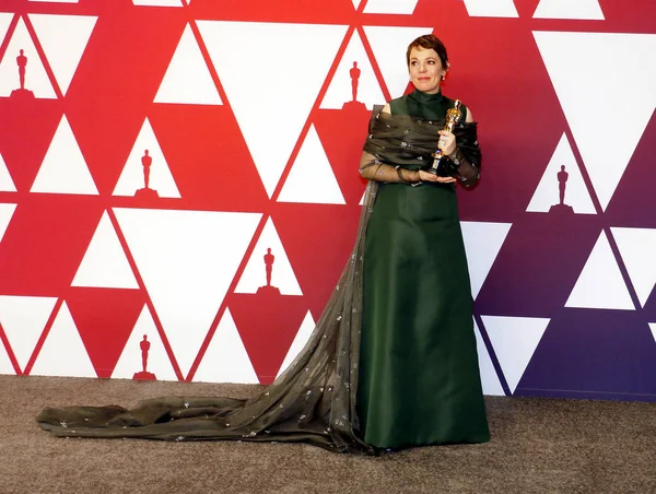 Olivia Colman 91 yıllık Akademi Ödülleri - basın odası Loews Hotel Hollywood, ABD'de 24 Şubat 2019 düzenlenen.