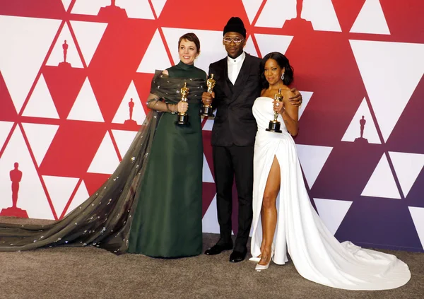 Olivia Colman, Regina King ve Mahershala Ali, 91 yıllık Akademi Ödülleri - basın odası Loews Hotel Hollywood, ABD'de 24 Şubat 2019 düzenlenen.