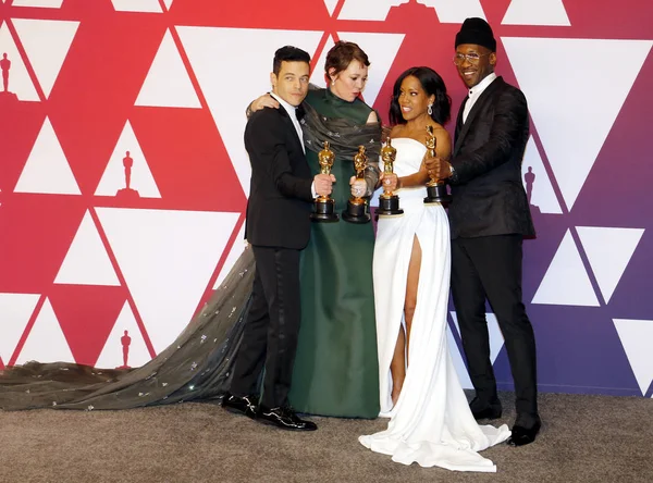 Rami Malek, Olivia Colman, Regina King ve Mahershala Ali, 91 yıllık Akademi Ödülleri - basın odası Loews Hotel Hollywood, ABD'de 24 Şubat 2019 düzenlenen.