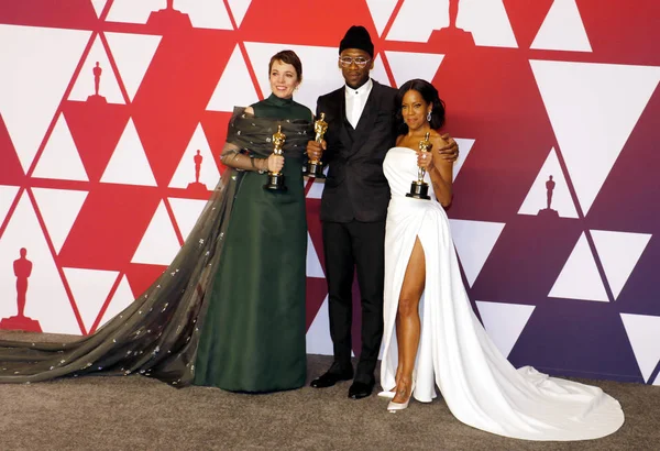 Olivia Colman, Regina King ve Mahershala Ali, 91 yıllık Akademi Ödülleri - basın odası Loews Hotel Hollywood, ABD'de 24 Şubat 2019 düzenlenen.