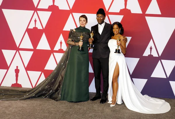Olivia Colman, Regina King ve Mahershala Ali, 91 yıllık Akademi Ödülleri - basın odası Loews Hotel Hollywood, ABD'de 24 Şubat 2019 düzenlenen.