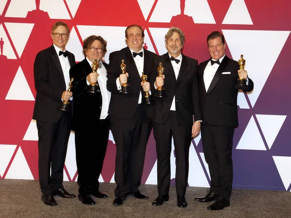 Jim Burke, Charles B. Wessler, Nick Vallelonga, Peter Farrelly ve Brian Currie, 91 yıllık Akademi Ödülleri - basın odası Loews Hotel Hollywood, ABD'de 24 Şubat 2019 düzenlenen.