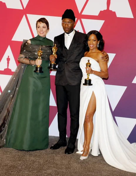 Olivia Colman, Regina King ve Mahershala Ali, 91 yıllık Akademi Ödülleri - basın odası Loews Hotel Hollywood, ABD'de 24 Şubat 2019 düzenlenen.