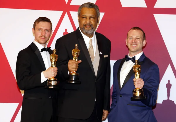 拉宾诺维茨 瓦克特尔和凯文 维尔莫特出席第91届年度奥斯卡金像奖 2019年2月24日在美国好莱坞 Loews 酒店举行的新闻发布室 — 图库照片