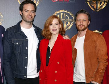 Bill Hader, Jessica Chastain ve James Mcavoy, 2019 Cinemacon - Warner Bros. Pictures 'büyük resim' sunu Caesars Palace Las Vegas, ABD 2 Nisan 2019 düzenlenen.