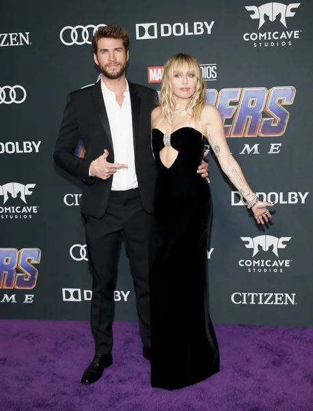 Liam Hemsworth Miley Cyrus World Premiere Avengers Endgame Held Convention — Stock Photo, Image