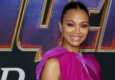 aktris Zoe Saldana 22 Nisan 2019'da Los Angeles, ABD'deki La Convention Center'da düzenlenen 'Avengers: Endgame'in Dünya prömiyerinde.