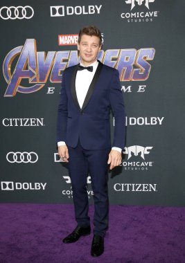 aktör Jeremy Renner 22 Nisan 2019 tarihinde Los Angeles, ABD'deki La Convention Center'da düzenlenen 'Avengers: Endgame'in Dünya prömiyerinde.