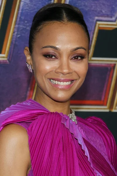 Actress Zoe Saldana World Premiere Avengers Endgame Held Convention Center — Stock Photo, Image