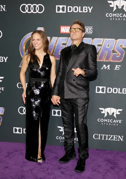 Robert Downey Zuzana Downeyová Světové Premiéře Mstitelů Endgame Pořádaných Convention — Stock fotografie