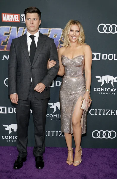 Colin Jost Scarlett Johansson Estreno Mundial Avengers Endgame Celebrado Centro — Foto de Stock