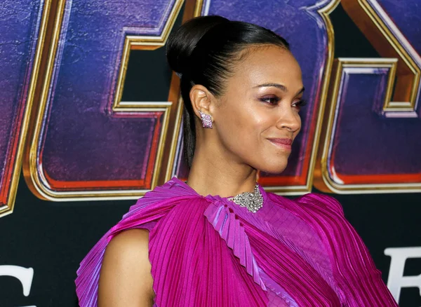 Actriz Zoe Saldana Estreno Mundial Avengers Endgame Celebrado Centro Convenciones — Foto de Stock