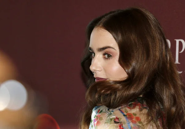 Színésznő Lily Collins Nyomorultak Photo Call Tartott Linwood Dunn Theater — Stock Fotó