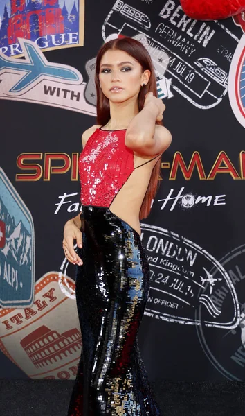 Actress Zendaya Coleman World Premiere Spider Man Far Home Held — Stock Photo, Image