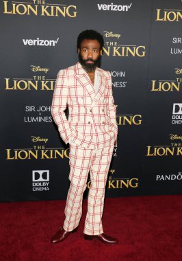 aktör Donald Glover nam-ı diğer Çocuksu Gambino, 9 Temmuz 2019'da Abd'nin Hollywood'daki Dolby Tiyatrosu'nda düzenlenen 'Aslan Kral'ın Dünya prömiyerinde.