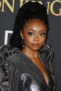 aktris Skai Jackson 9 Temmuz 2019 tarihinde Hollywood'daki Dolby Tiyatrosu'nda düzenlenen 'Aslan Kral'ın Dünya prömiyerinde.