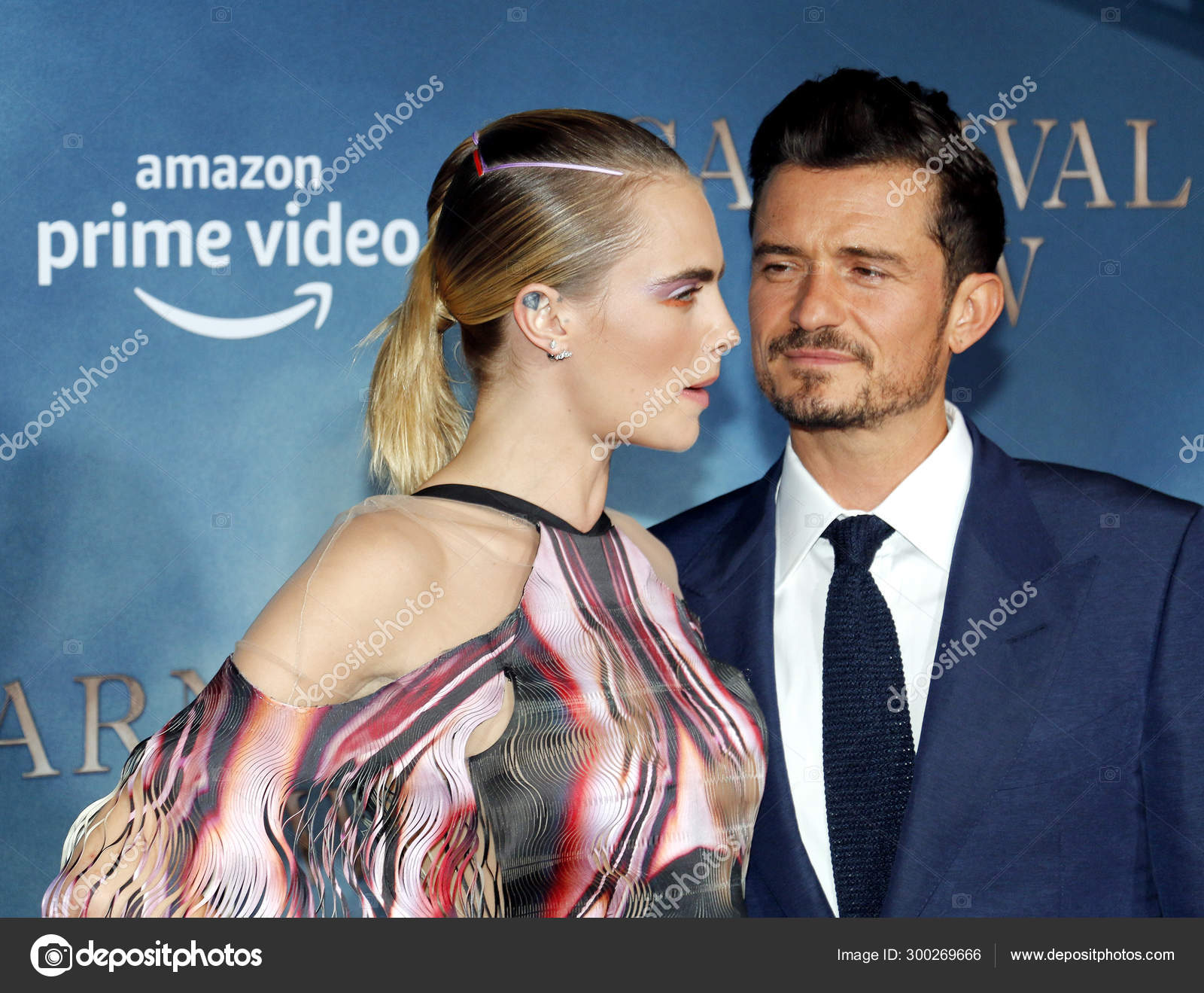 Cara Delevingne Orlando Bloom Los Angeles Premiere Amazon Carnival Row Stock Editorial Photo C Popularimages