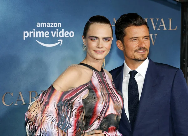 Cara Delevingne Orlando Bloom Los Angeles Premiere Amazon Carnival Row — Stock Photo, Image