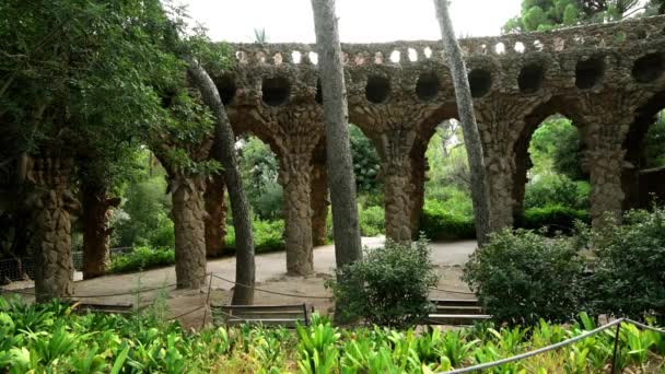 Barcelona España 2020 Viaducto Del Museo Del Parque Güell Barcelona — Vídeo de stock