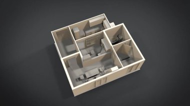 ev alanı işleme sonuçları blender uygulamasından 3D tasarım