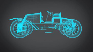 Demonte röntgen klasik retro arabalar 3d işleme sonuçlarını blender uygulamadan