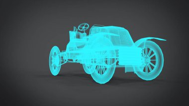 Demonte röntgen klasik retro arabalar 3d işleme sonuçlarını blender uygulamadan