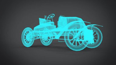 Demonte röntgen klasik retro arabalar 3d işleme sonuçlarını blender uygulamadan