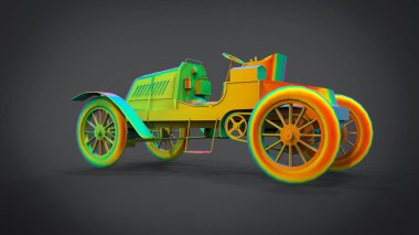 Gökkuşağı tarzı klasik retro arabalar 3d render sonuçlarından blender uygulama