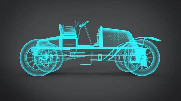 Demonte Röntgen Klasik Retro Arabalar Işleme Sonuçlarını Blender Uygulamadan — Stok fotoğraf