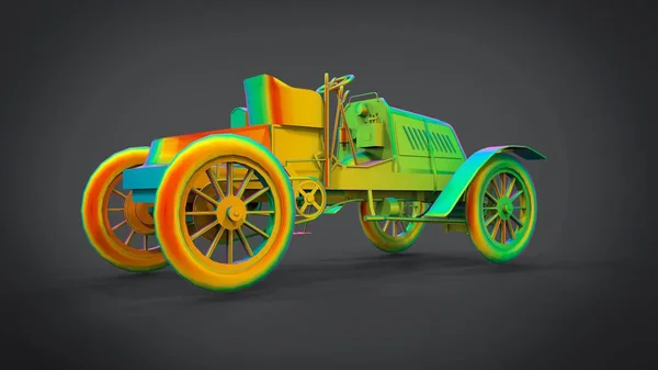 Rainbow Style Mobil Retro Klasik Hasil Rendering Dari Aplikasi Blender — Stok Foto