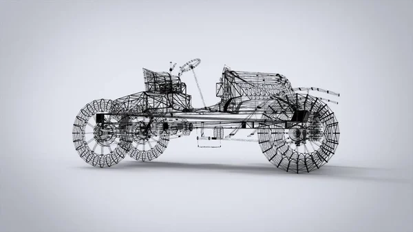 线框风格经典复古汽车3D 从搅拌机应用渲染结果 — 图库照片
