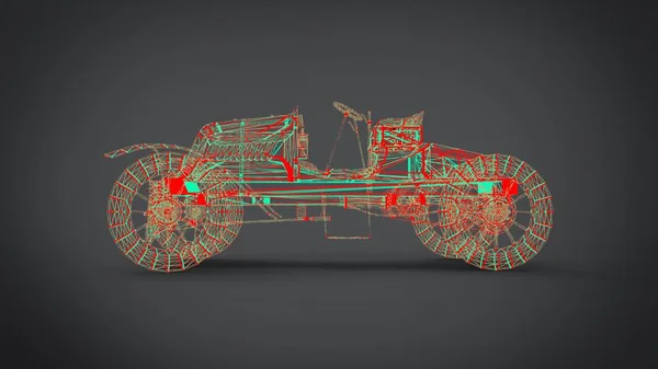 Ретро Автомобили Wireframe Style Classic Рендеринг Результатов Применения Блендера — стоковое фото