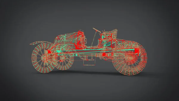 线框风格经典复古汽车3D 从搅拌机应用渲染结果 — 图库照片