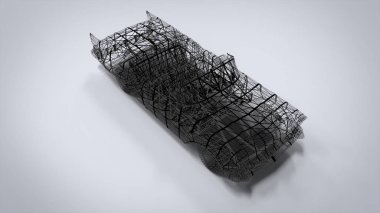 Tel kafes tarzı klasik retro arabalar 3d render blender uygulamasından sonuç