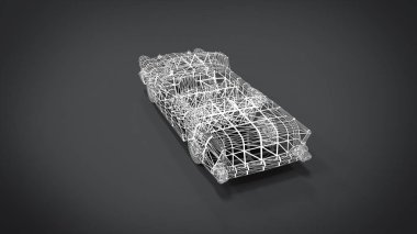 Tel kafes tarzı klasik retro arabalar 3d render blender uygulamasından sonuç