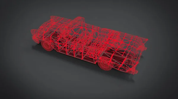 Wireframe Stil Klassische Retro Autos Rendering Ergebnisse Aus Dem Mixer — Stockfoto