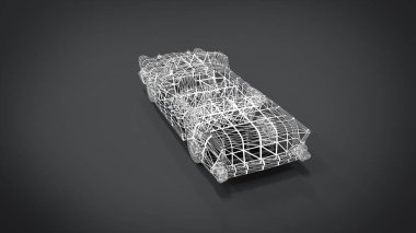 Tel kafes tarzı klasik retro arabalar 3d render blender uygulamasından sonuç