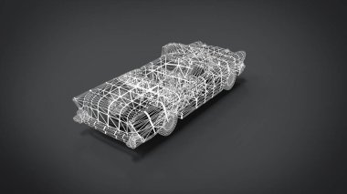 Tel kafes tarzı klasik retro arabalar 3d render blender uygulamasından sonuç