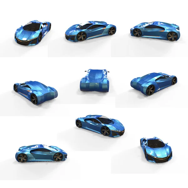 超级跑车3D 渲染包 — 图库照片