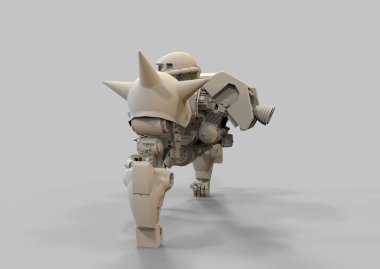 Bir blender aracı kullanılarak oluşturulan robotların 3d render