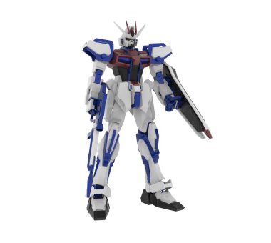 Beyaz bir arka plan üzerinde duran bilim kurgu mech asker. Yeşil ve gri renk metal ile askeri fütüristik robot. Mech bir pilot tarafından kontrol ediliyor. Çizik metal zırh robotu. Mech Savaşı. 3d render