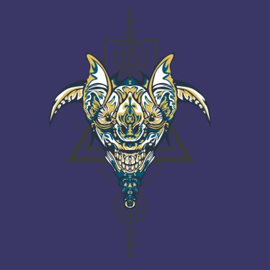 Vektör illüstrasyon. robot kutsal geometri. T-shirt tasarımı, poster, çıkartma için. Çizgi Stili. - Vektör