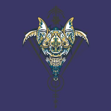 Vektör illüstrasyon. robot kutsal geometri. T-shirt tasarımı, poster, çıkartma için. Çizgi Stili. - Vektör