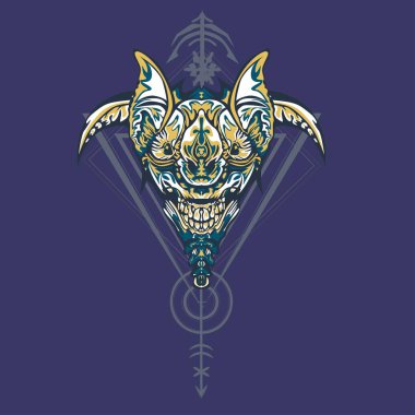 Vektör illüstrasyon. robot kutsal geometri. T-shirt tasarımı, poster, çıkartma için. Çizgi Stili. - Vektör