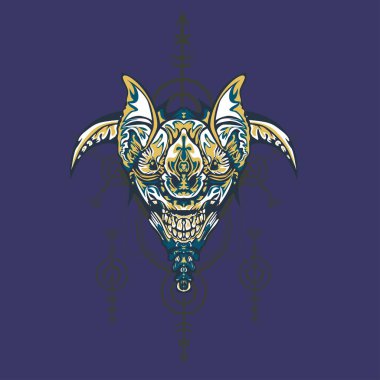 Vektör illüstrasyon. robot kutsal geometri. T-shirt tasarımı, poster, çıkartma için. Çizgi Stili. - Vektör