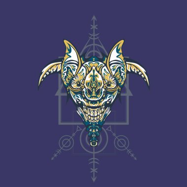 Vektör illüstrasyon. robot kutsal geometri. T-shirt tasarımı, poster, çıkartma için. Çizgi Stili. - Vektör