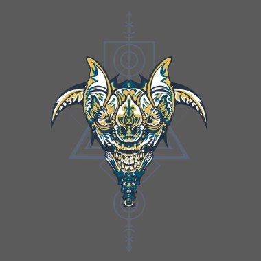 Vektör illüstrasyon. robot kutsal geometri. T-shirt tasarımı, poster, çıkartma için. Çizgi Stili. - Vektör