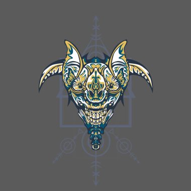 Vektör illüstrasyon. robot kutsal geometri. T-shirt tasarımı, poster, çıkartma için. Çizgi Stili. - Vektör